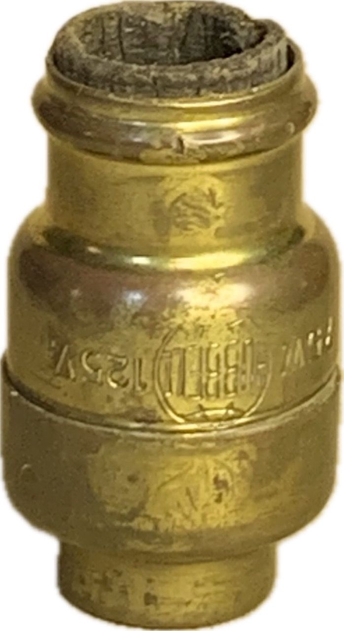 Rare Hubbell elctric socket, solid brass, in candelabra size. Available at The Lamp Repair Shop in South Portland, Maine.